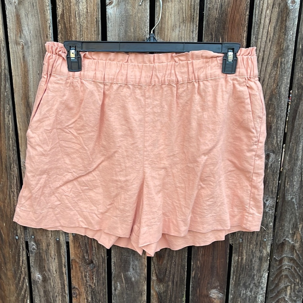 Ecothreads Shorts Large Dusty Coral Apricot New Nwt Paperbag Pull On Linen L